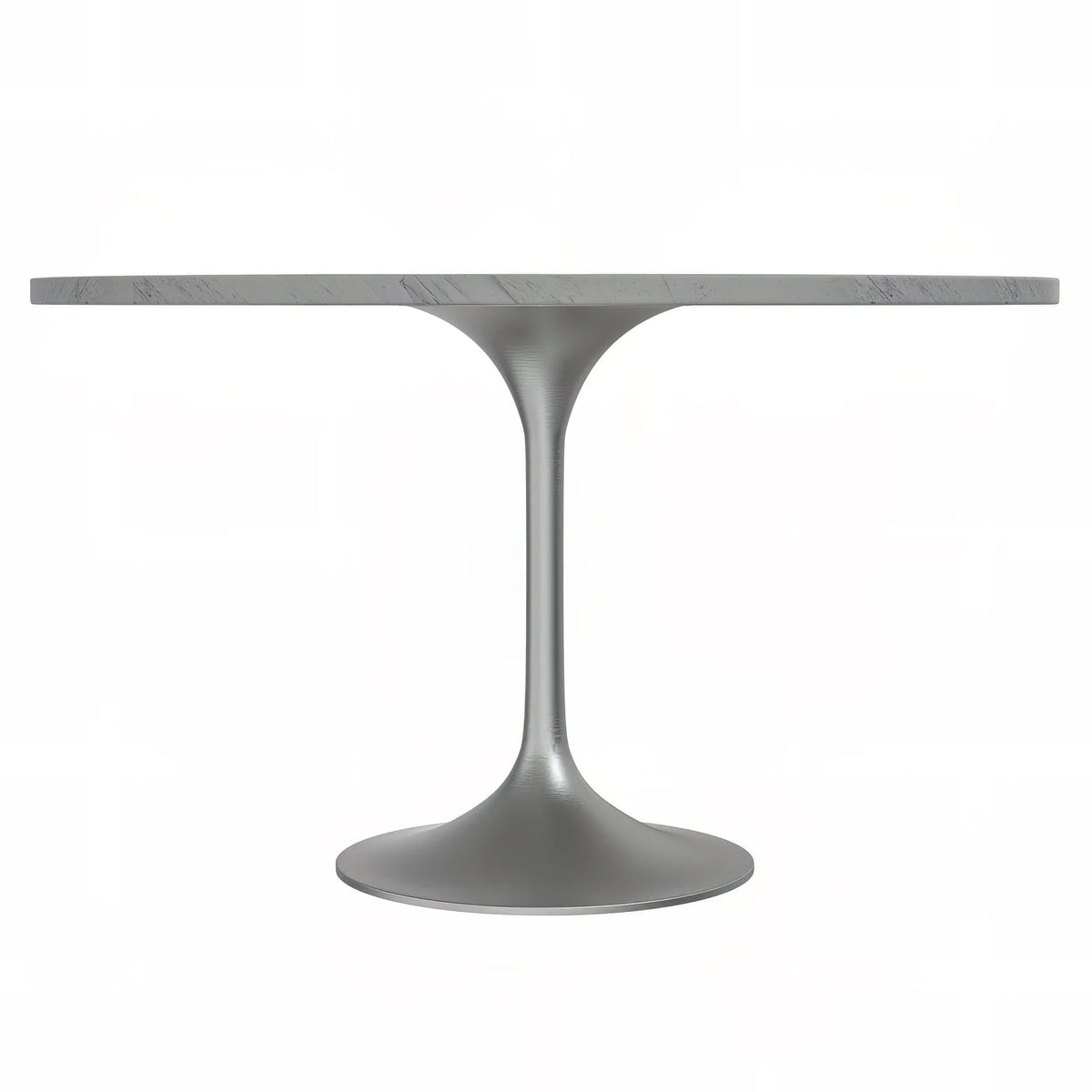 Verve Round Dining Table with MDF/Sintered Stone/Resin Tabletop in Silver Stainless Steel Pedestal Base - Elax Furniture