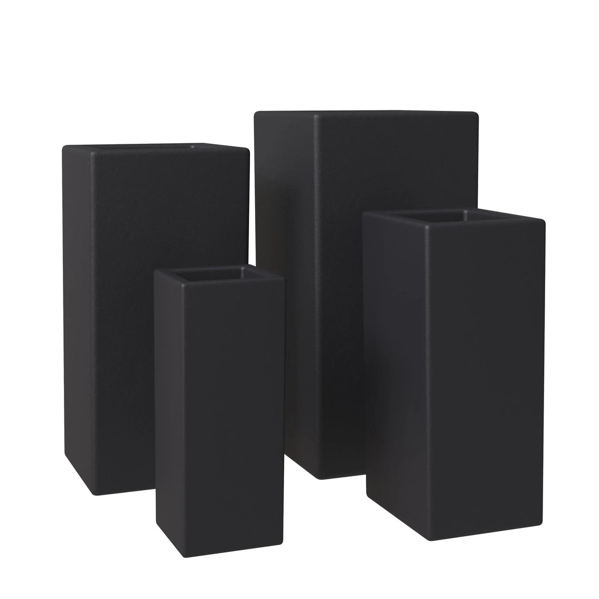Terra 4-Piece Fiberstone and MGO Clay Planter Set, Mid-Century Modern Tall Square Planter Pot for Indoor and Outdoor - Elax Furniture