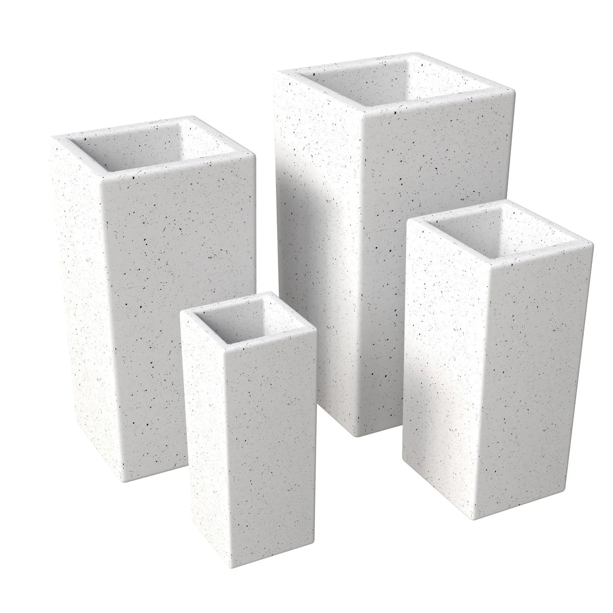 Terra 4-Piece Fiberstone and MGO Clay Planter Set, Mid-Century Modern Tall Square Planter Pot for Indoor and Outdoor - Elax Furniture