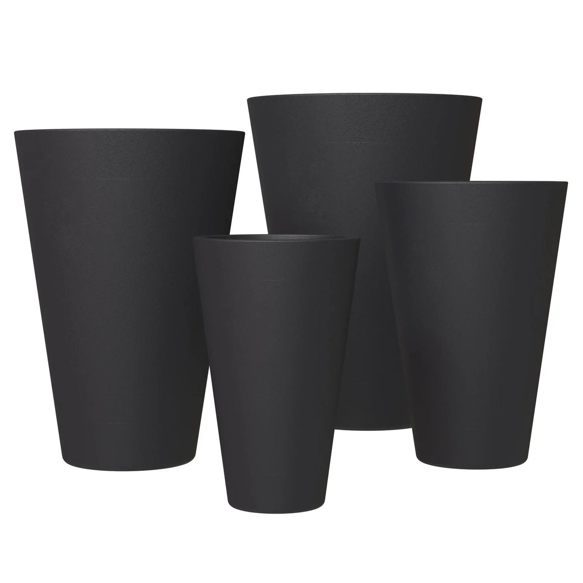 Pebble 4-Piece Modern Fiberstone and MGO Clay Tapered Round Planter Set for Indoor and Outdoor - Elax Furniture