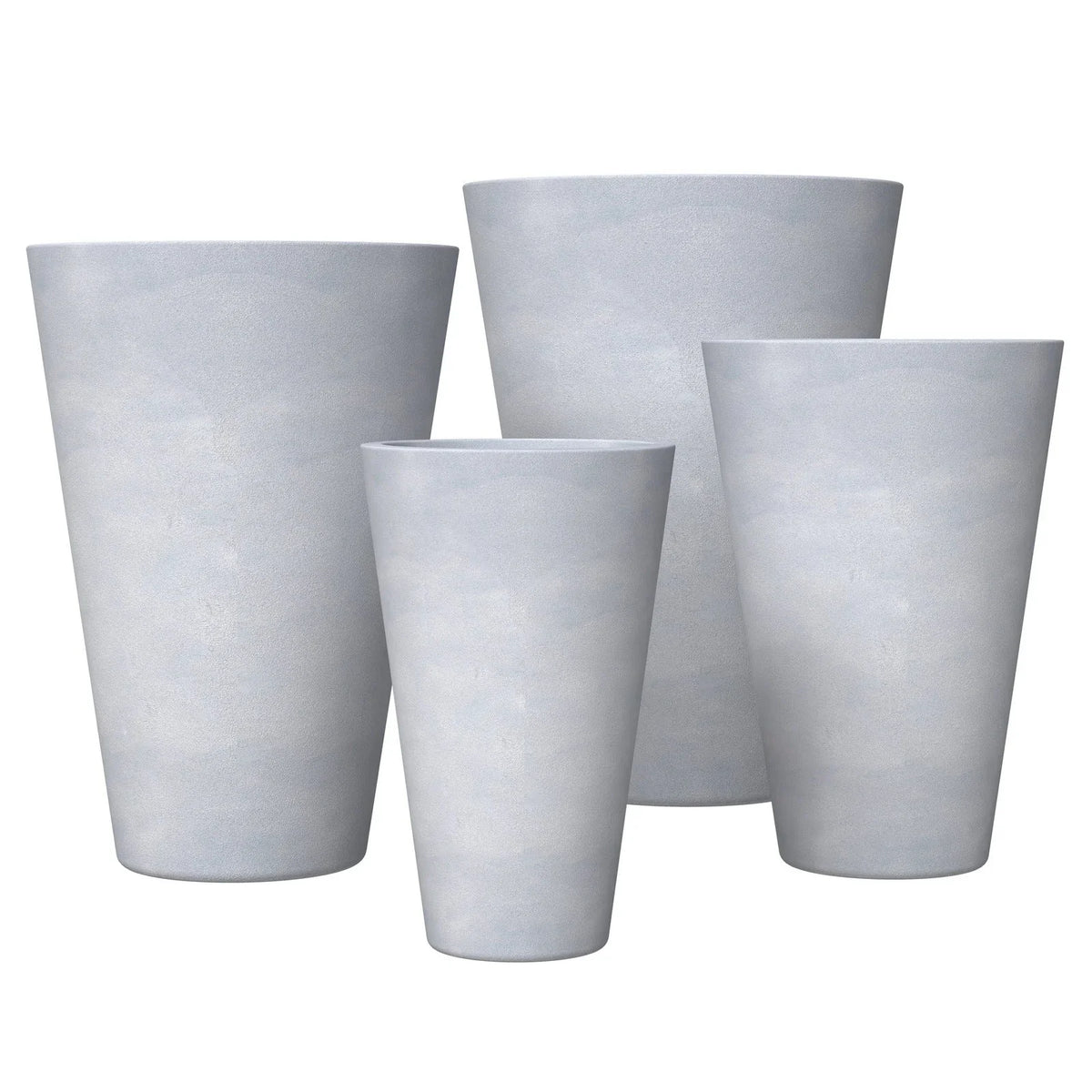 Pebble 4-Piece Modern Fiberstone and MGO Clay Tapered Round Planter Set for Indoor and Outdoor - Elax Furniture