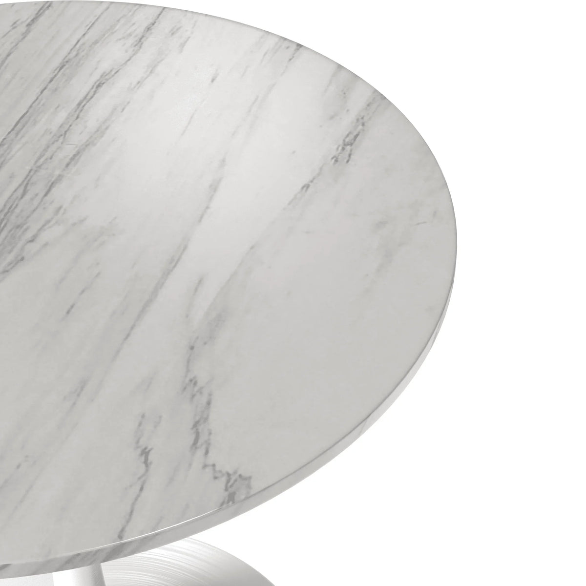 Verve Round Dining Table with MDF/Sintered Stone/Resin Tabletop in White Stainless Steel Pedestal Base - Elax Furniture