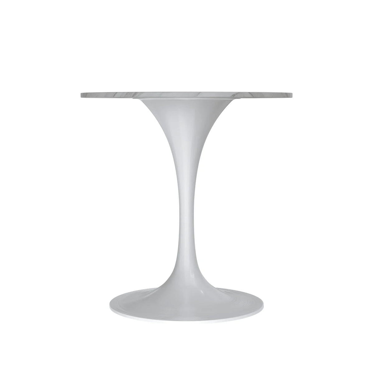 Verve Round Dining Table with MDF/Sintered Stone/Resin Tabletop in White Stainless Steel Pedestal Base - Elax Furniture