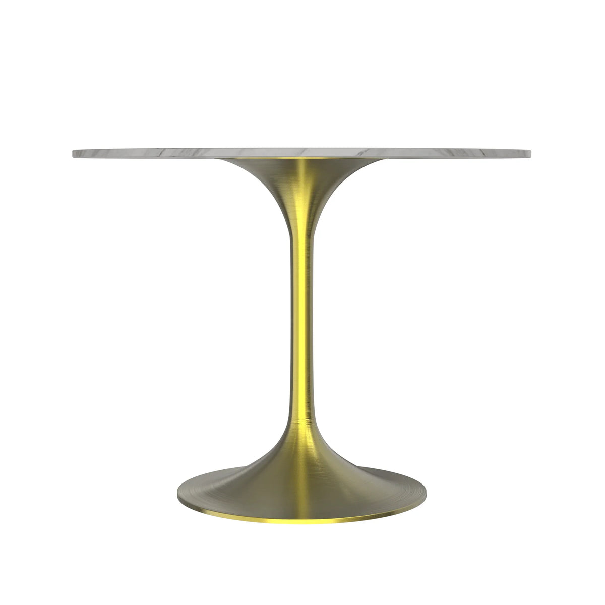 Verve Round Dining Table with MDF/Sintered Stone/Resin Tabletop in Gold Stainless Steel Pedestal Base - Elax Furniture