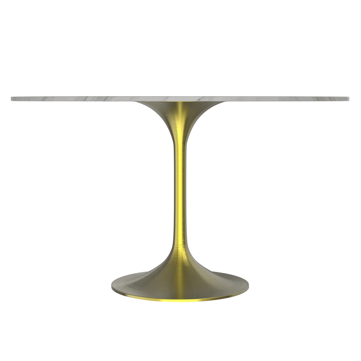Verve Round Dining Table with MDF/Sintered Stone/Resin Tabletop in Gold Stainless Steel Pedestal Base - Elax Furniture