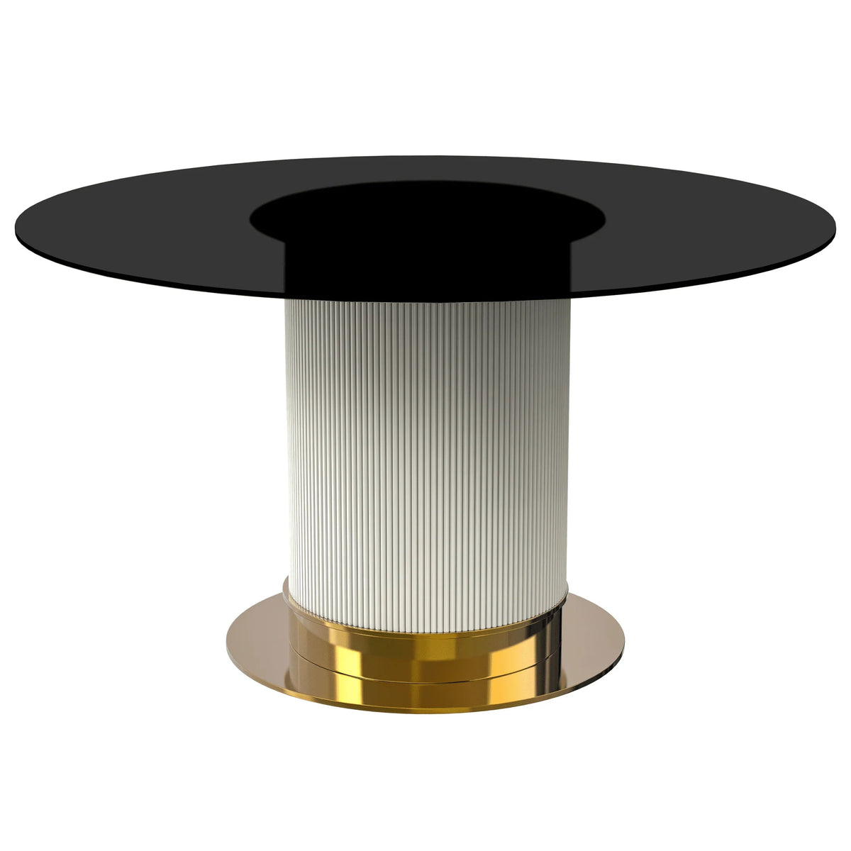 Jexis Round Dining Table with Glass/Sintered Stone Top and Stainless Steel Pedestal Base - Elax Furniture