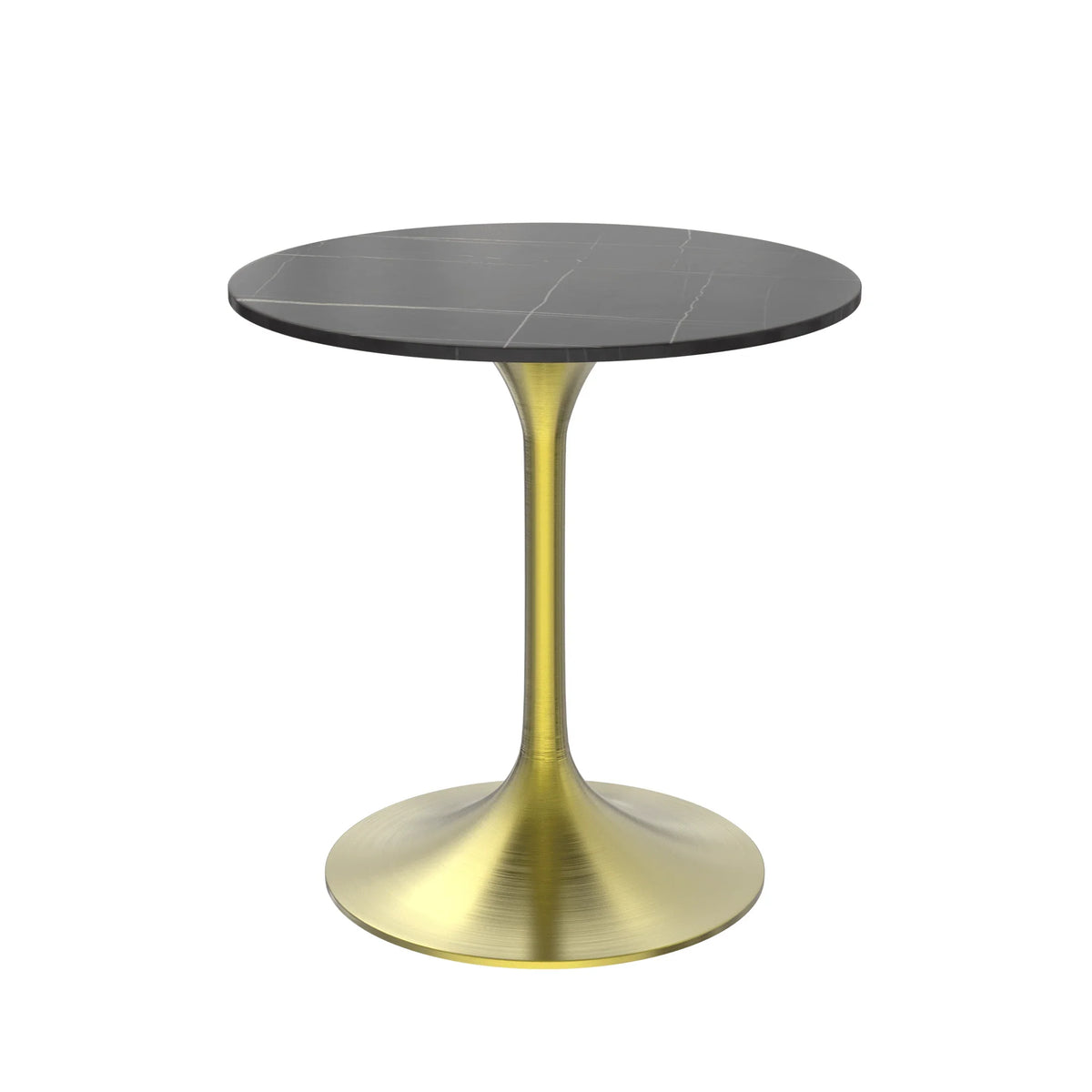 Verve Round Dining Table with MDF/Sintered Stone/Resin Tabletop in Gold Stainless Steel Pedestal Base - Elax Furniture