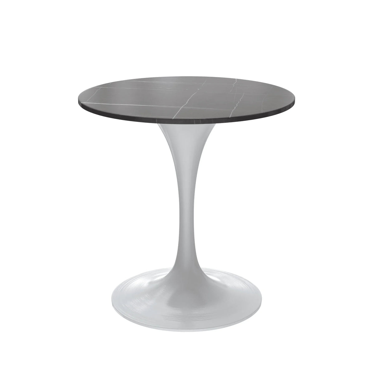 Verve Round Dining Table with MDF/Sintered Stone/Resin Tabletop in White Stainless Steel Pedestal Base - Elax Furniture