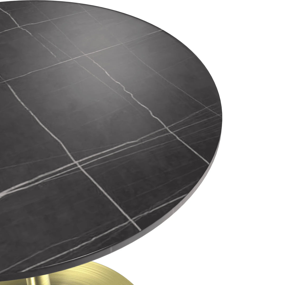 Verve Round Dining Table with MDF/Sintered Stone/Resin Tabletop in Gold Stainless Steel Pedestal Base - Elax Furniture