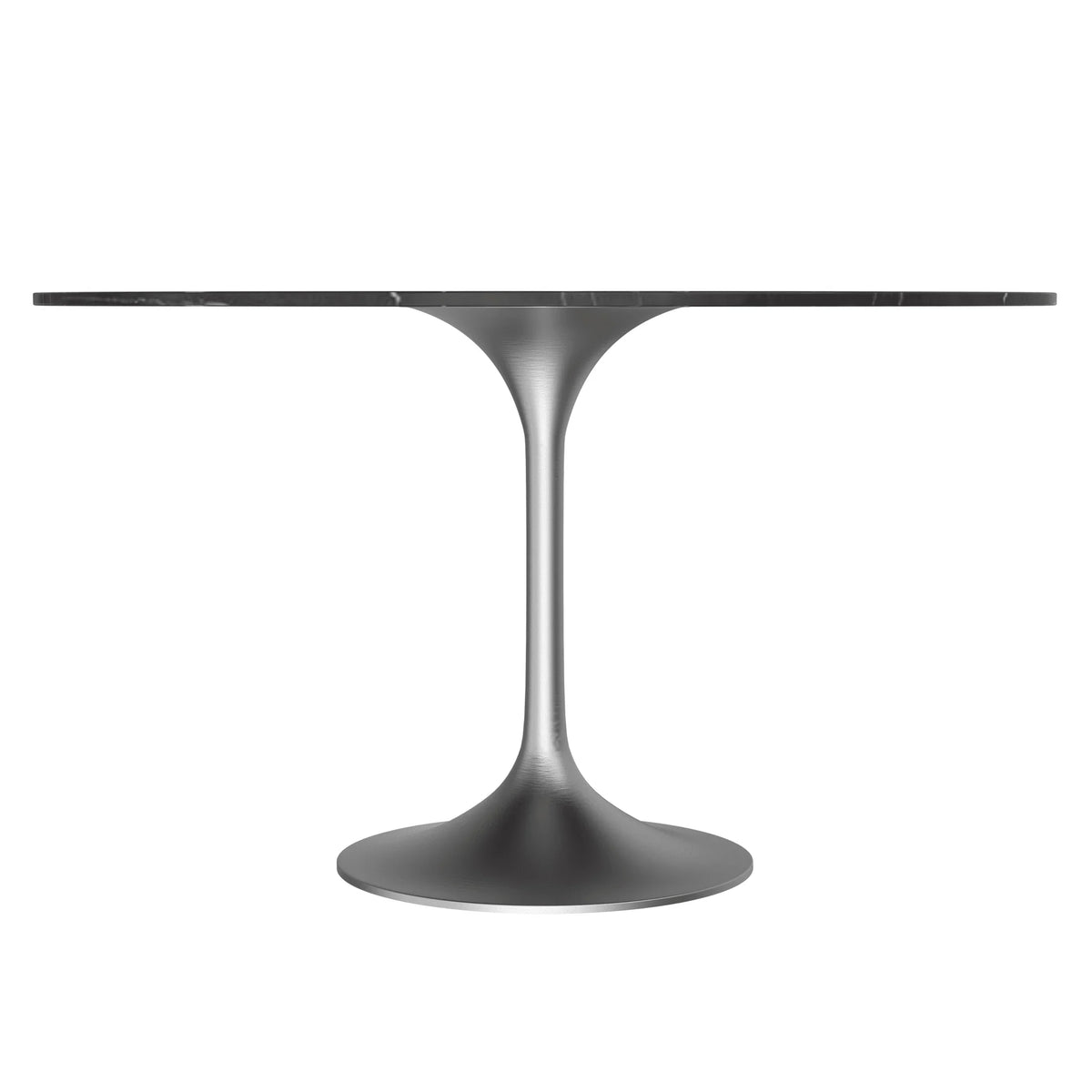Verve Round Dining Table with MDF/Sintered Stone/Resin Tabletop in Silver Stainless Steel Pedestal Base - Elax Furniture