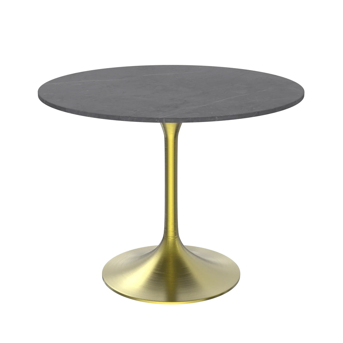 Verve Round Dining Table with MDF/Sintered Stone/Resin Tabletop in Gold Stainless Steel Pedestal Base - Elax Furniture