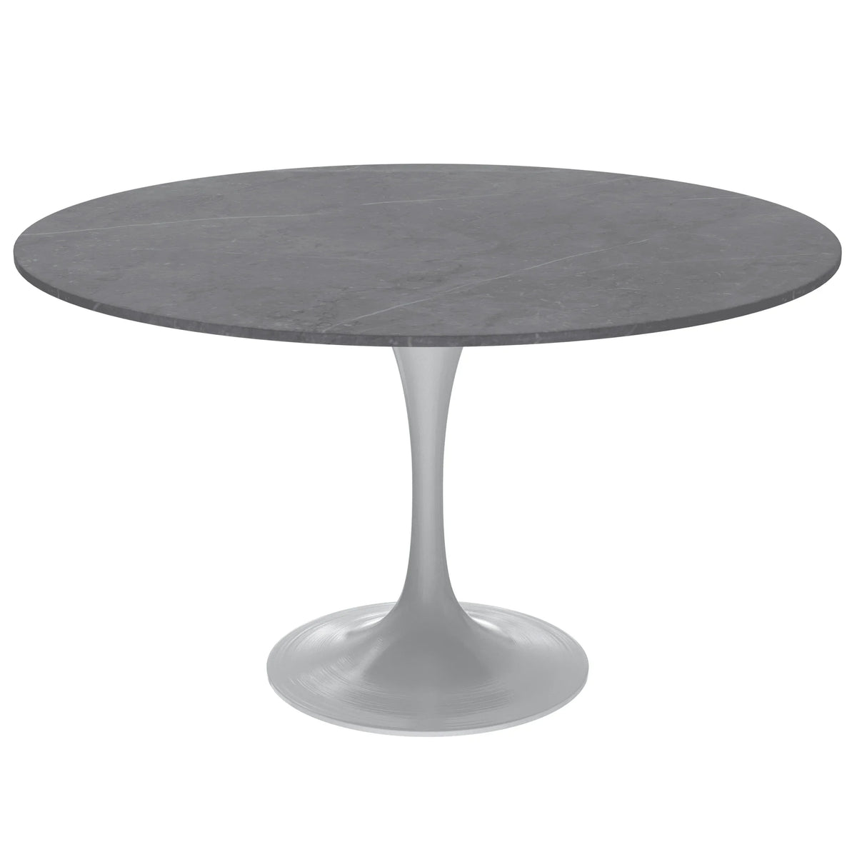 Verve Round Dining Table with MDF/Sintered Stone/Resin Tabletop in White Stainless Steel Pedestal Base - Elax Furniture