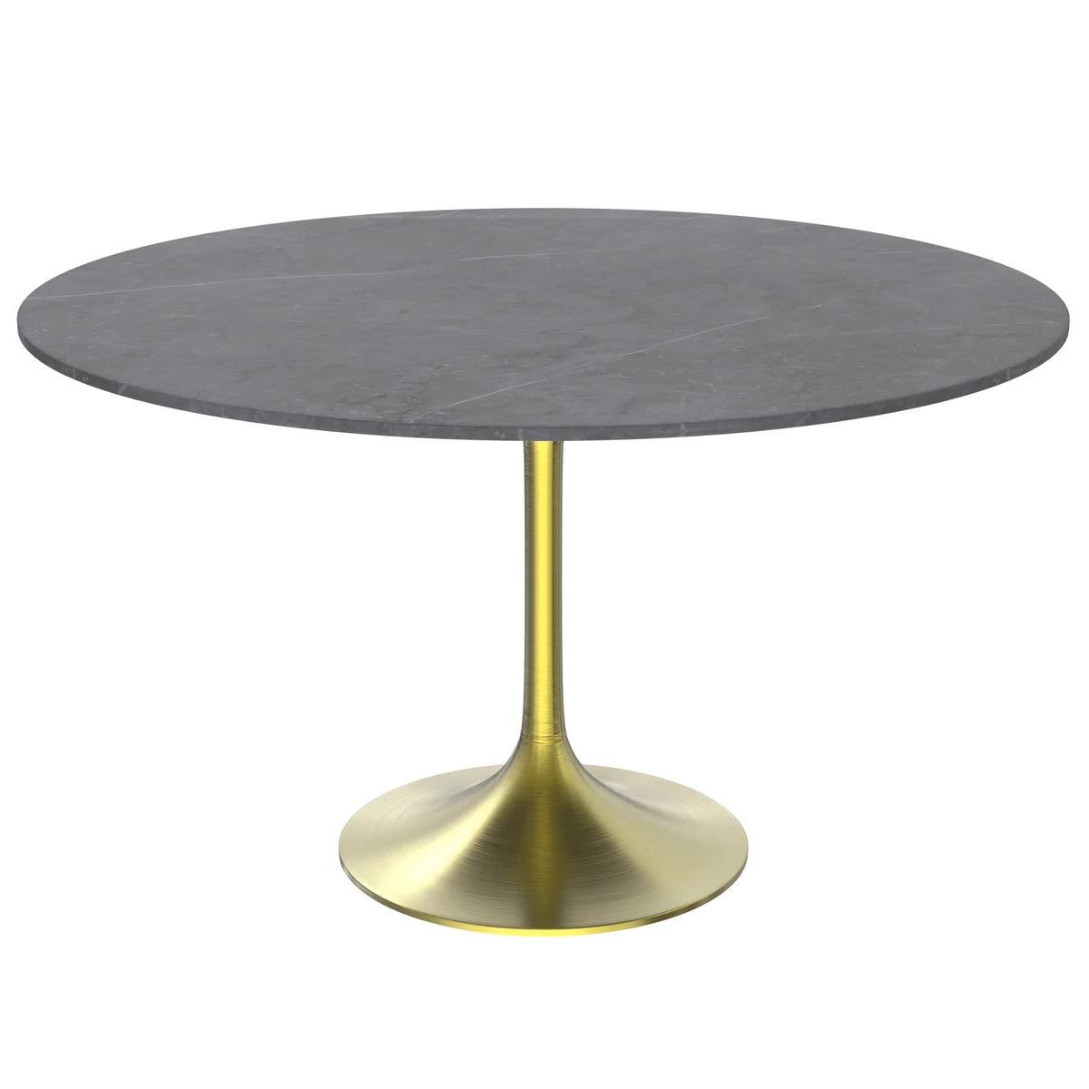 Verve Round Dining Table with MDF/Sintered Stone/Resin Tabletop in Gold Stainless Steel Pedestal Base - Elax Furniture