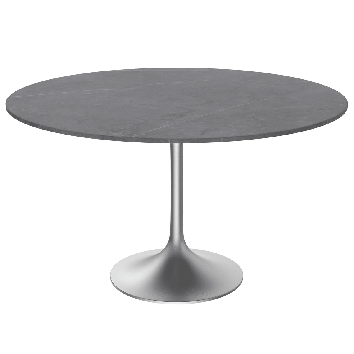 Verve Round Dining Table with MDF/Sintered Stone/Resin Tabletop in Silver Stainless Steel Pedestal Base - Elax Furniture