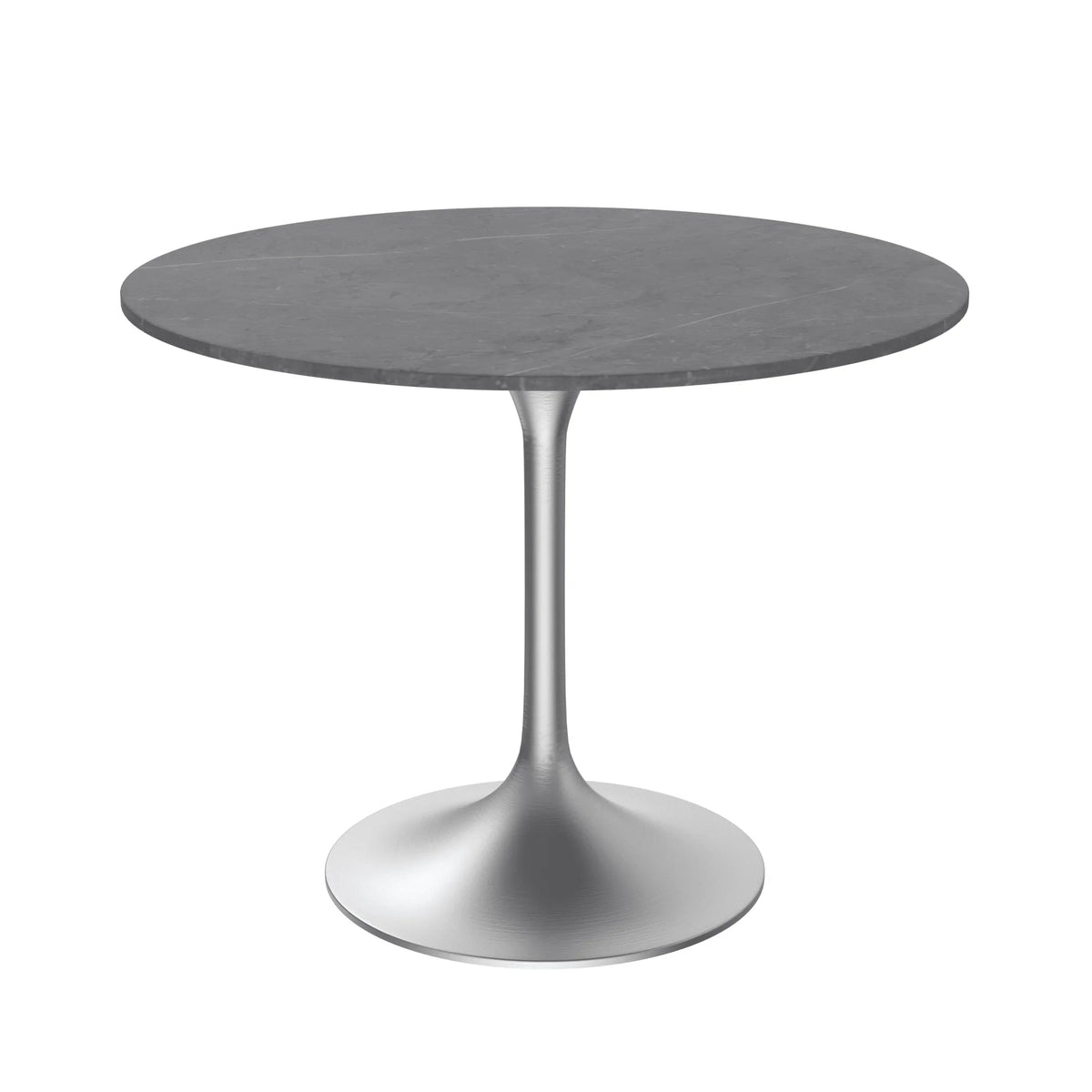 Verve Round Dining Table with MDF/Sintered Stone/Resin Tabletop in Silver Stainless Steel Pedestal Base - Elax Furniture