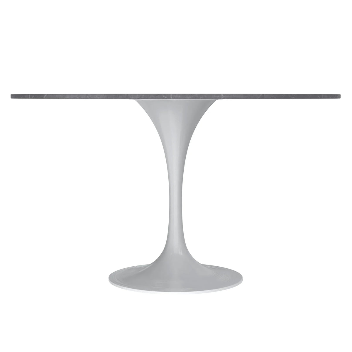 Verve Round Dining Table with MDF/Sintered Stone/Resin Tabletop in White Stainless Steel Pedestal Base - Elax Furniture