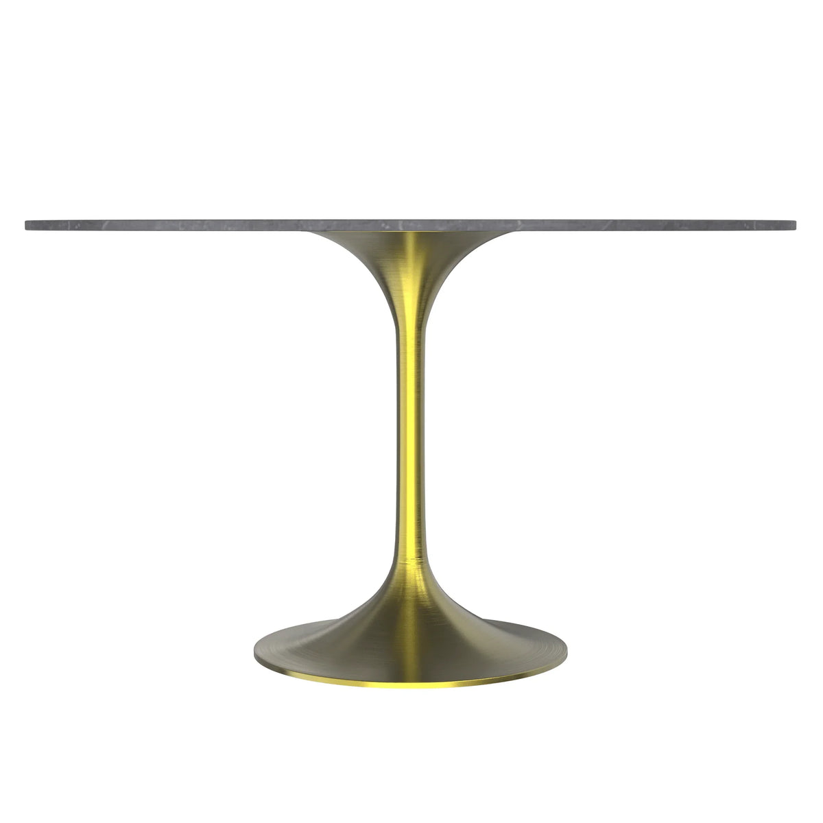 Verve Round Dining Table with MDF/Sintered Stone/Resin Tabletop in Gold Stainless Steel Pedestal Base - Elax Furniture