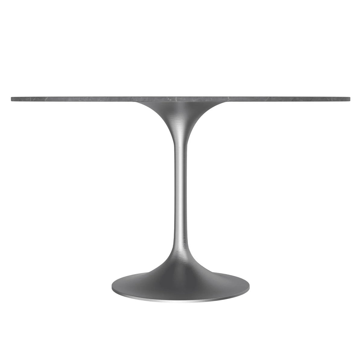 Verve Round Dining Table with MDF/Sintered Stone/Resin Tabletop in Silver Stainless Steel Pedestal Base - Elax Furniture