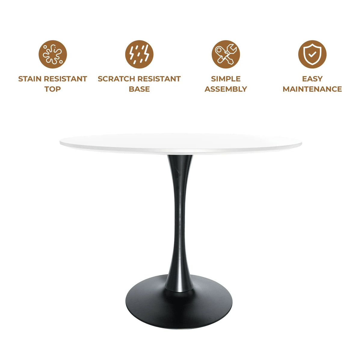 Bristol 32" Round Dining Table with Wood Top and Iron Pedestal Base - Elax Furniture