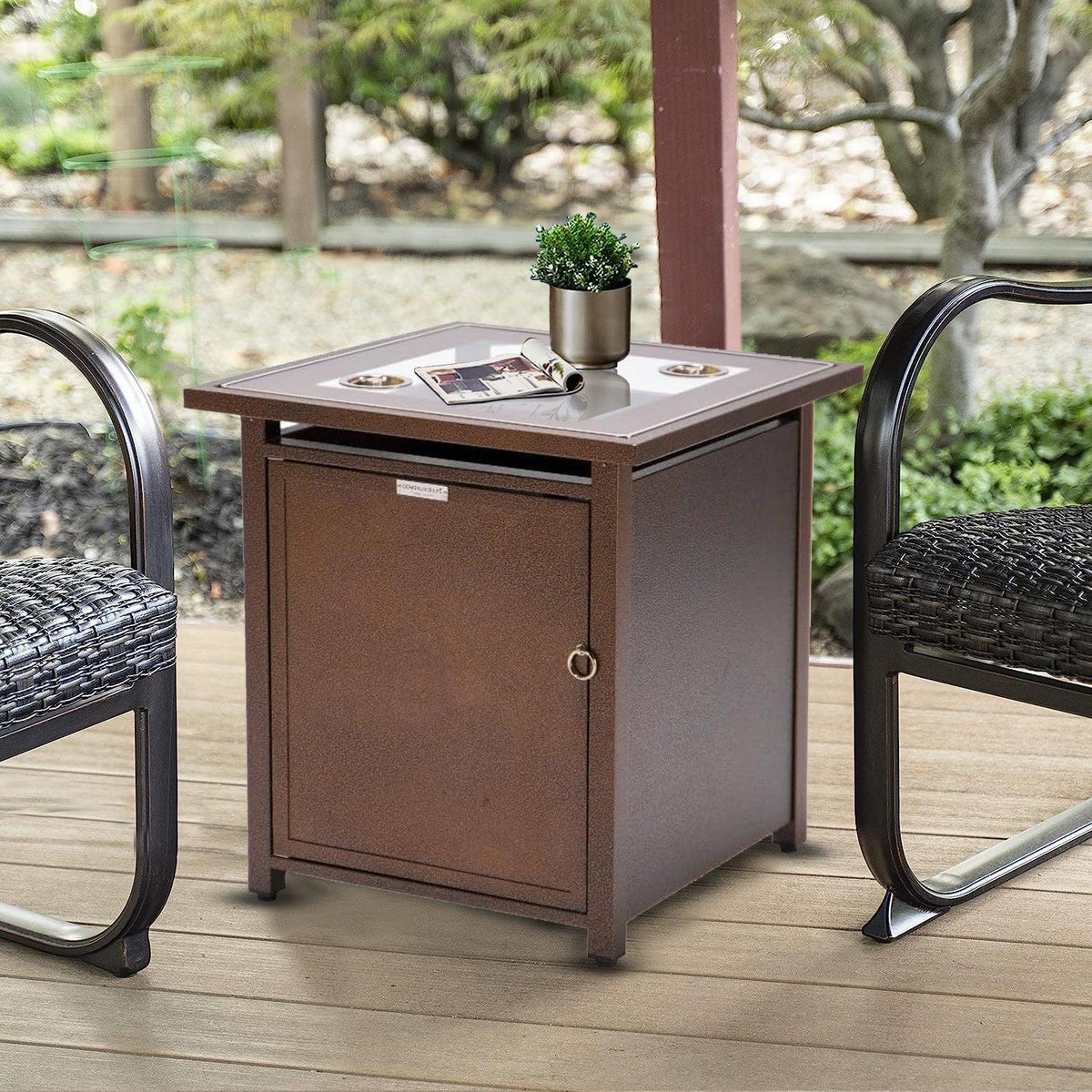 Walbrooke Modern Square Tank Holder Table with Tempered Glass Top and Powder Coated Aluminum - Elax Furniture