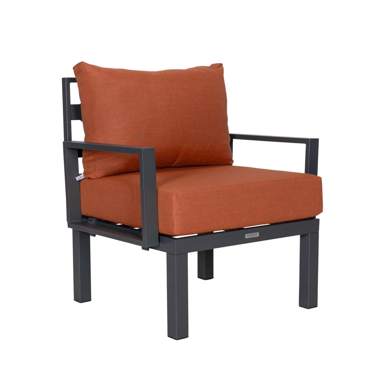 Chelsea 7-Piece Patio Sectional Set in Black Aluminum with Fire Pit Table - Elax Furniture