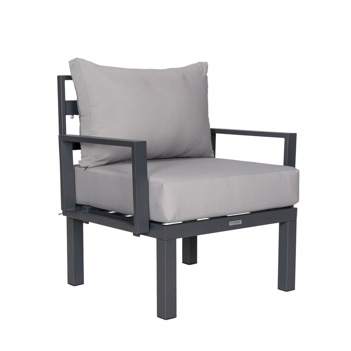 Chelsea 7-Piece Patio Sectional Set in Black Aluminum with Fire Pit Table - Elax Furniture