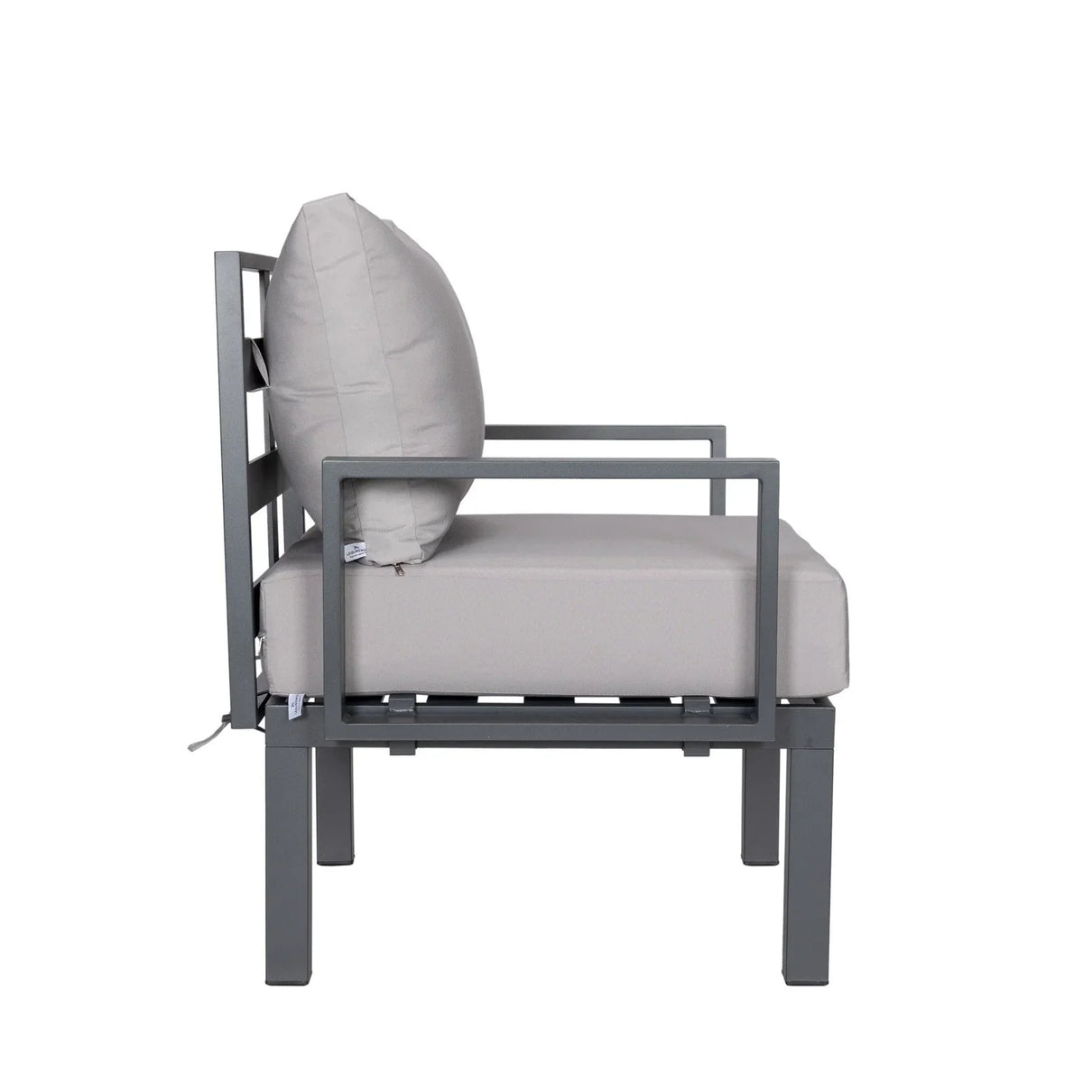 Chelsea 7-Piece Patio Sectional Set in Black Aluminum with Fire Pit Table - Elax Furniture