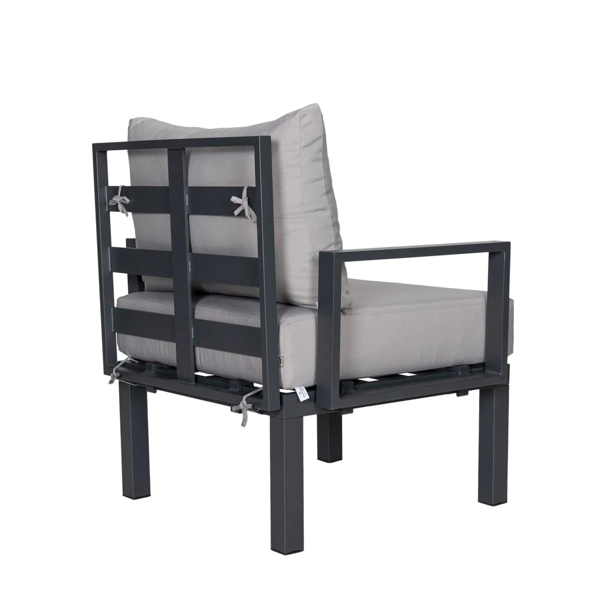 Chelsea 7-Piece Patio Sectional Set in Black Aluminum with Fire Pit Table - Elax Furniture