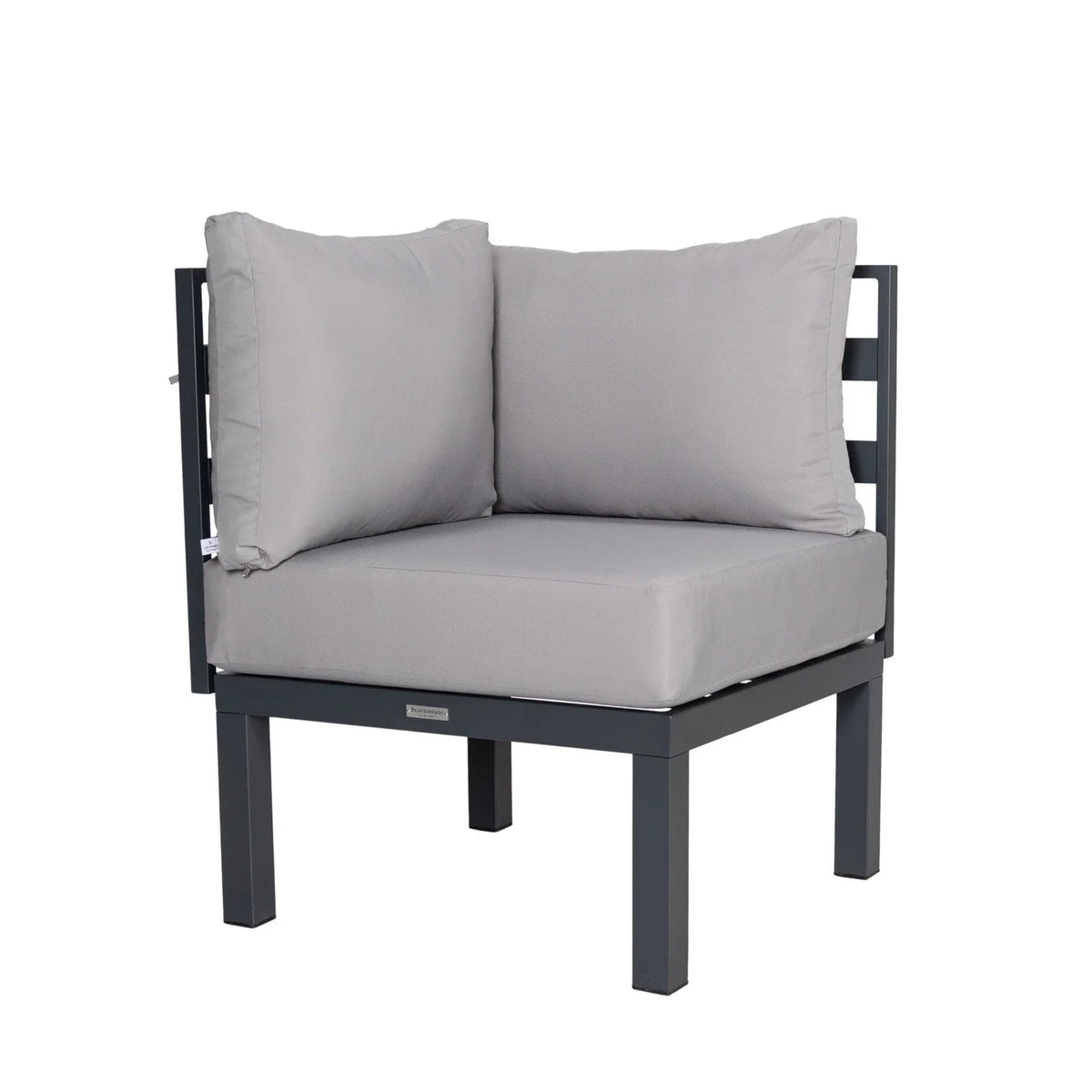 Chelsea 7-Piece Patio Sectional Set in Black Aluminum with Fire Pit Table - Elax Furniture