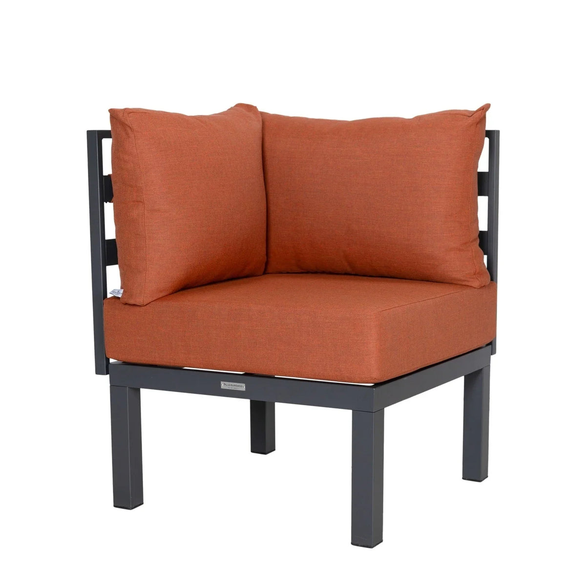 Chelsea 7-Piece Patio Sectional Set in Black Aluminum with Fire Pit Table - Elax Furniture