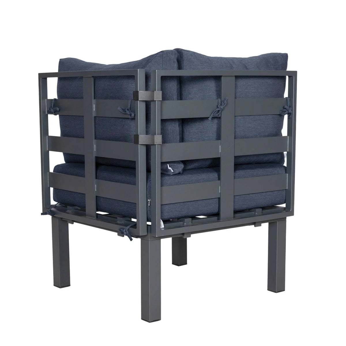 Chelsea 7-Piece Patio Sectional Set in Black Aluminum with Fire Pit Table - Elax Furniture