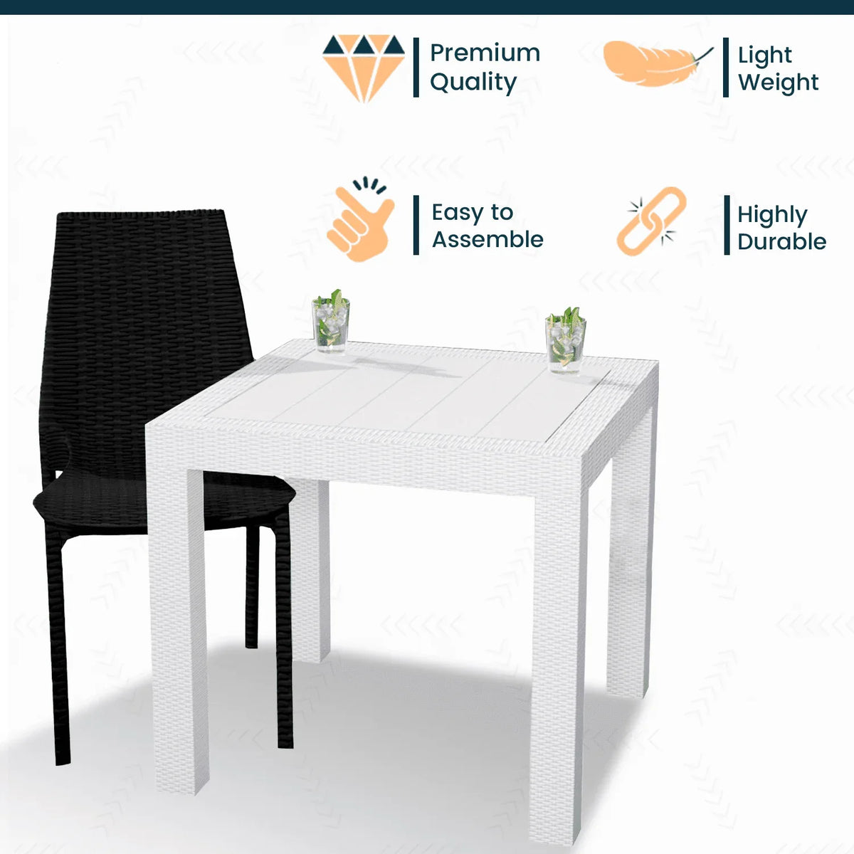 Kent Mid-Century Modern Weave Design 3-Piece Outdoor Patio Dining Set - Elax Furniture