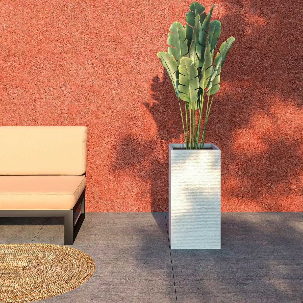 Basalt Fiberstone and MgO Clay Modern Tall Square Planter Pot for Indoor and Outdoor - Elax Furniture