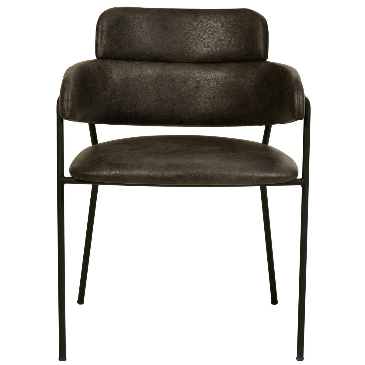 Axis Upholstered Dining Chair with Curved Open-Back and Arms and Black Stainless Steel Legs - Elax Furniture