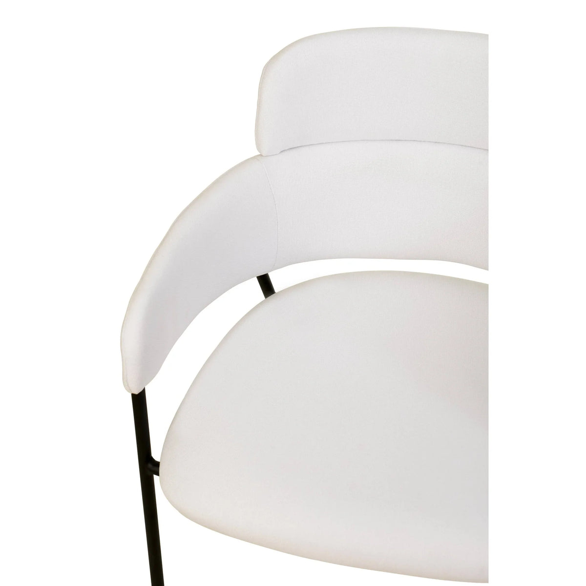 Axis Upholstered Dining Chair with Curved Open-Back and Arms and Black Stainless Steel Legs - Elax Furniture