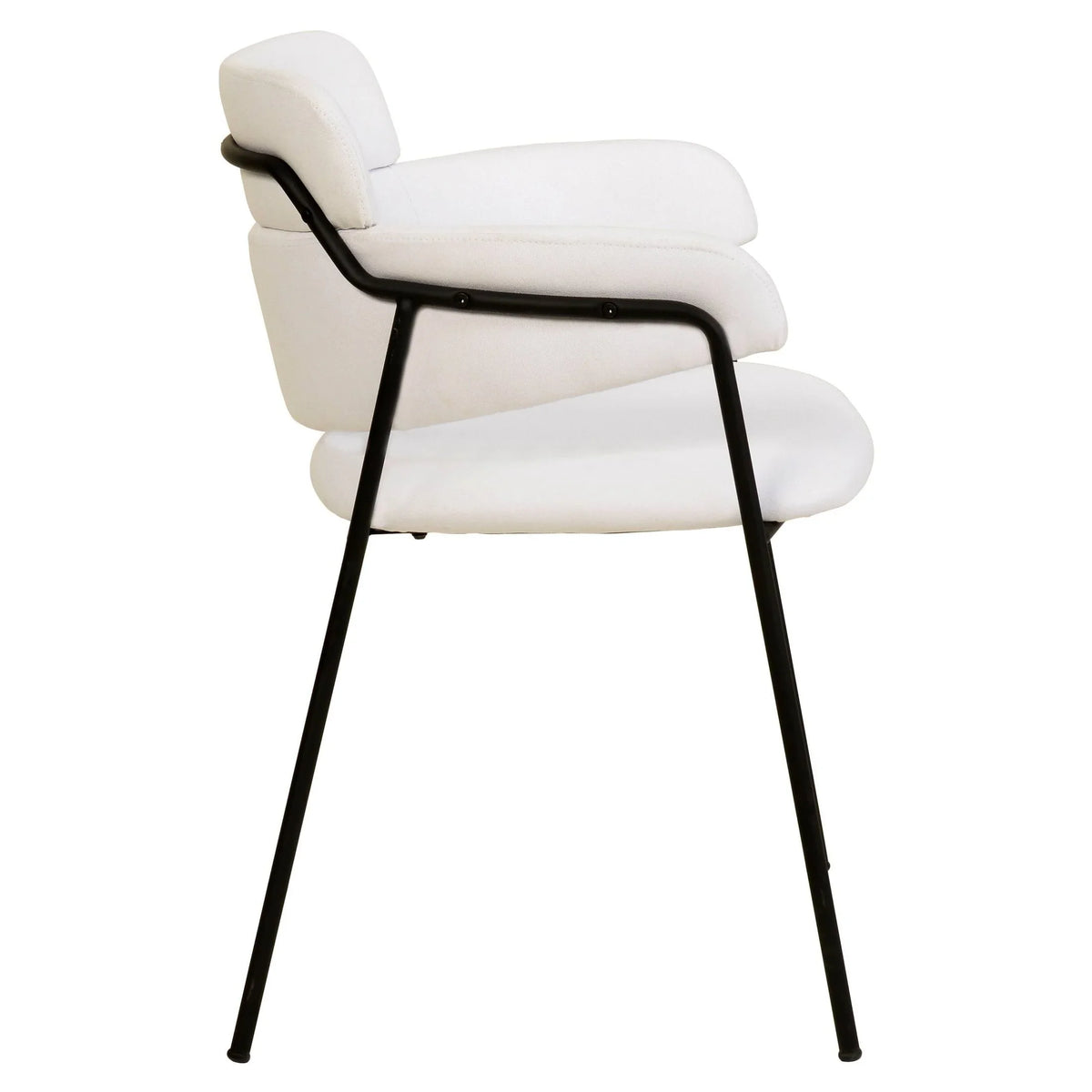Axis Upholstered Dining Chair with Curved Open-Back and Arms and Black Stainless Steel Legs - Elax Furniture