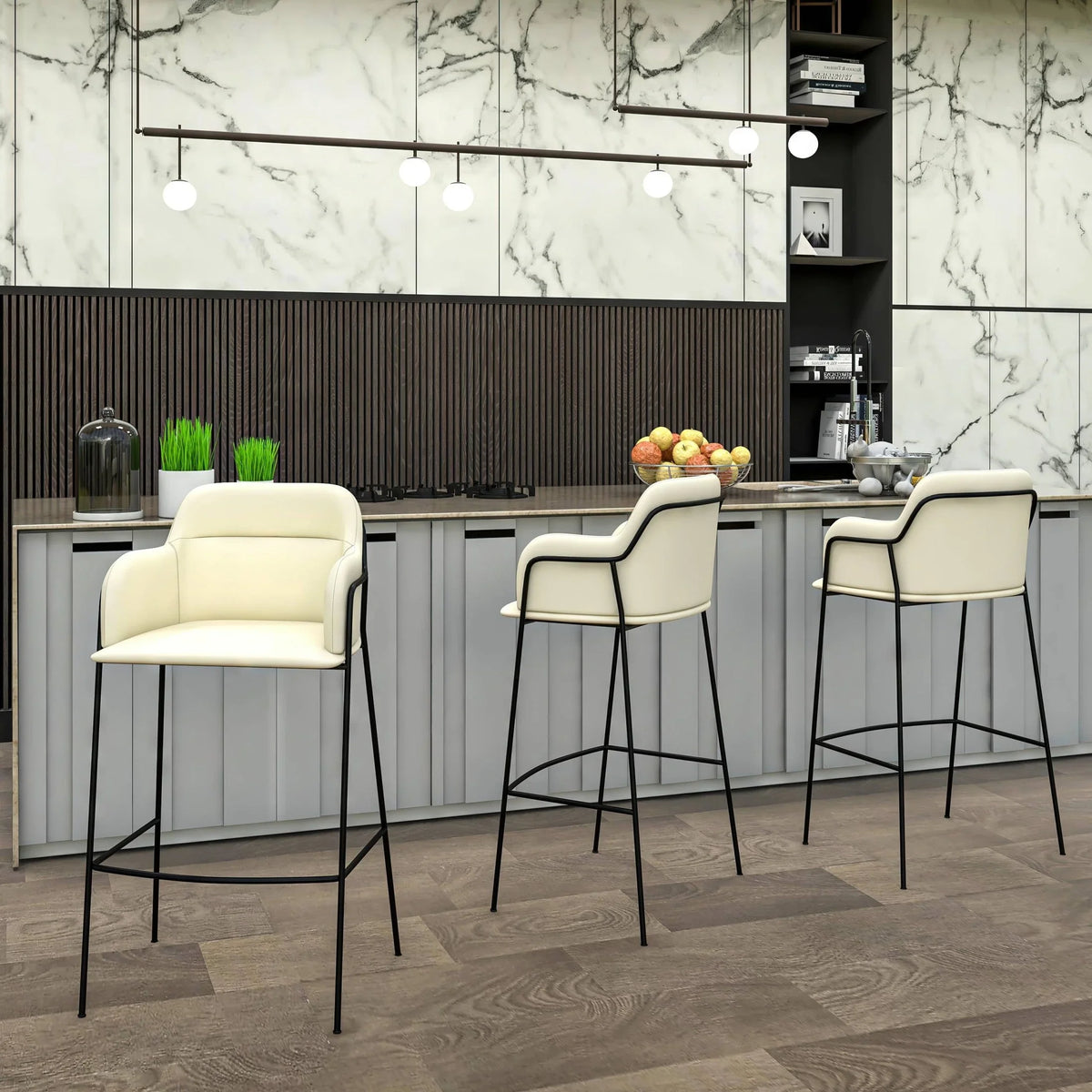 Axis 40" Bar Stool Ergonomic Pub Chair with Powder-Coated Stainless Steel Base and Footrest - Elax Furniture