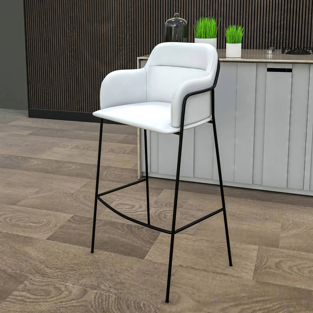 Axis 40" Bar Stool Ergonomic Pub Chair with Powder-Coated Stainless Steel Base and Footrest - Elax Furniture