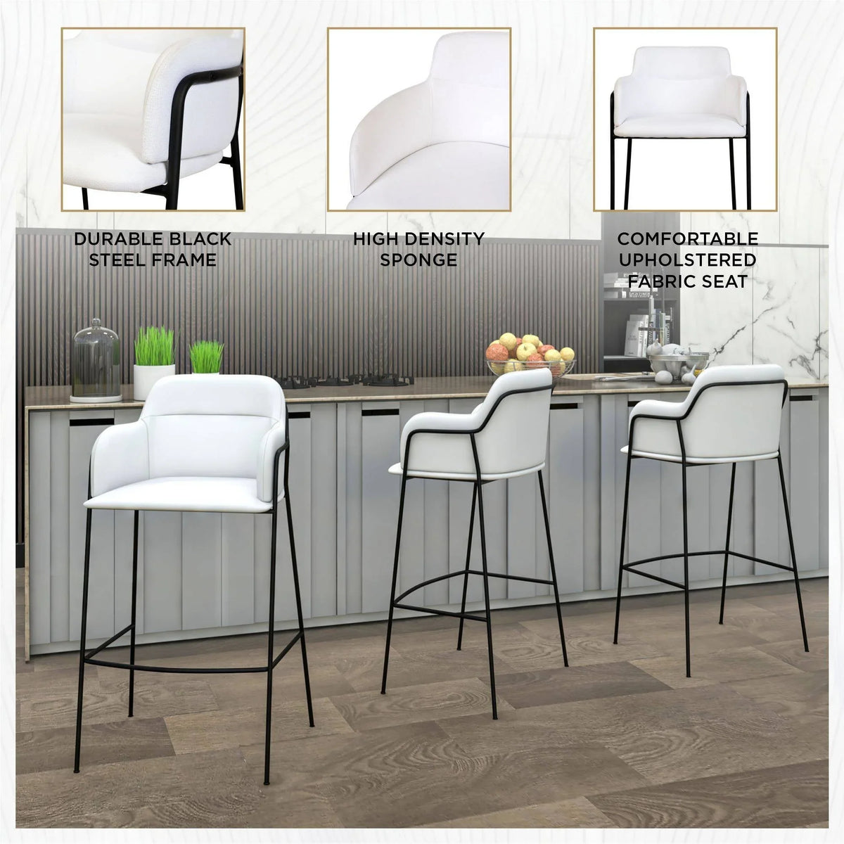 Axis 40" Bar Stool Ergonomic Pub Chair with Powder-Coated Stainless Steel Base and Footrest - Elax Furniture