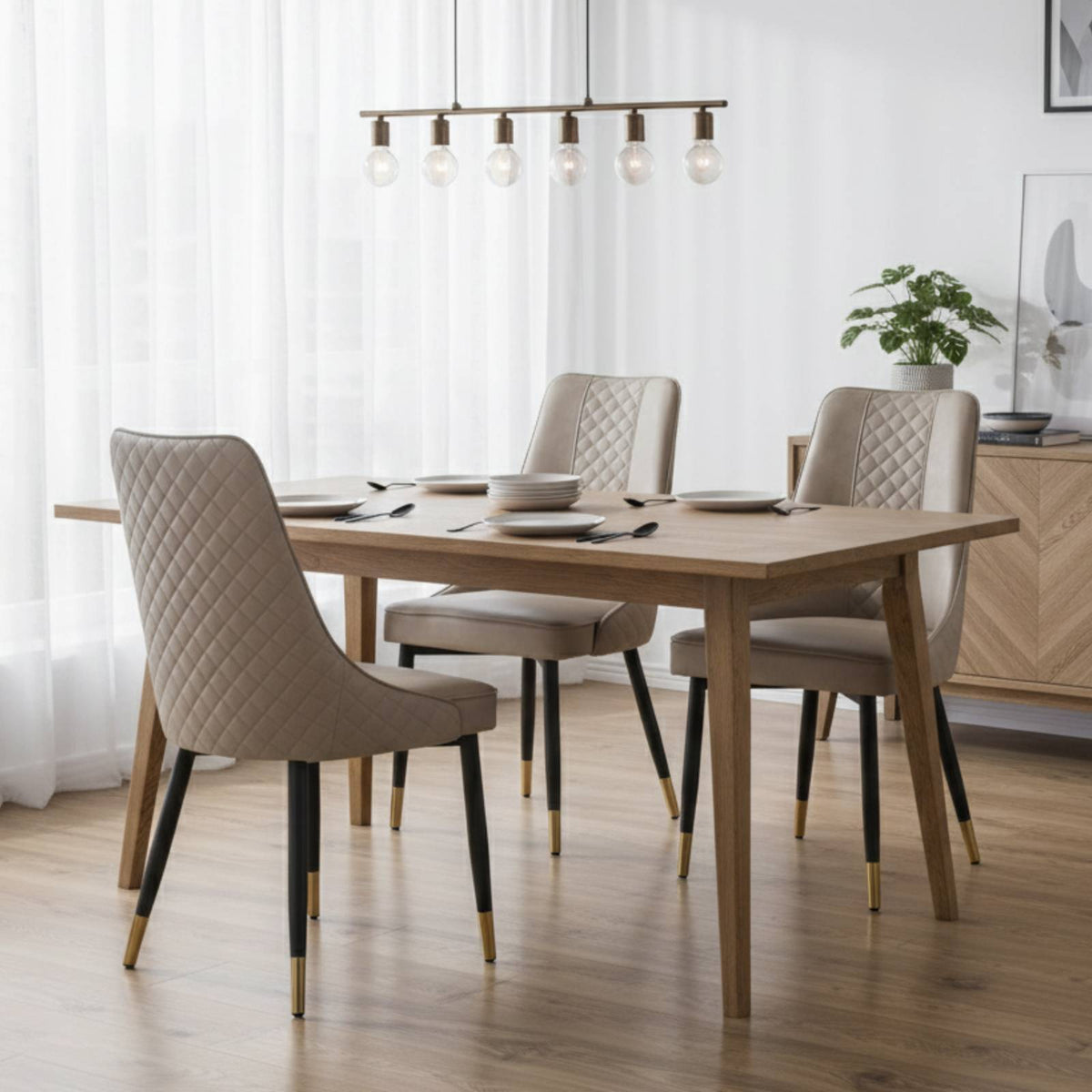 Allure Dining Chairs Fabric/Leather Seat and Back in Oak Wood