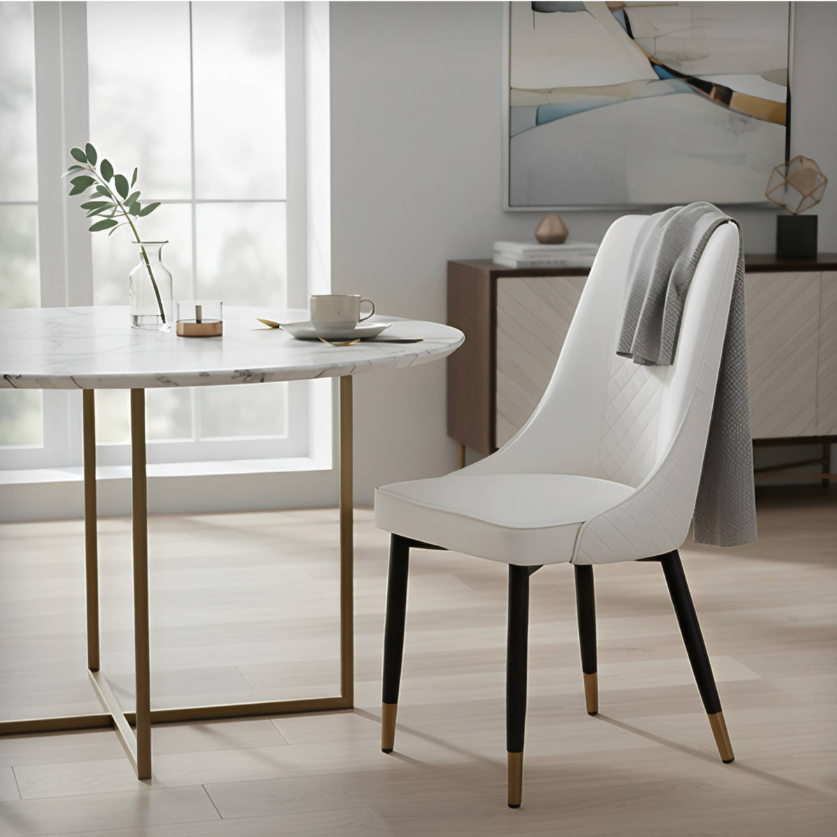 Allure Dining Chairs Fabric/Leather Seat and Back in Oak Wood
