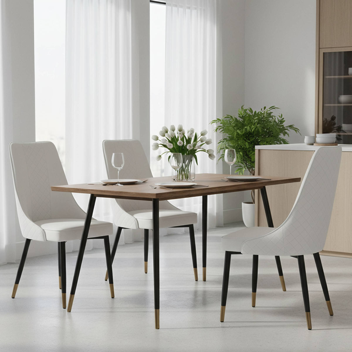 Allure Dining Chairs Fabric/Leather Seat and Back in Oak Wood