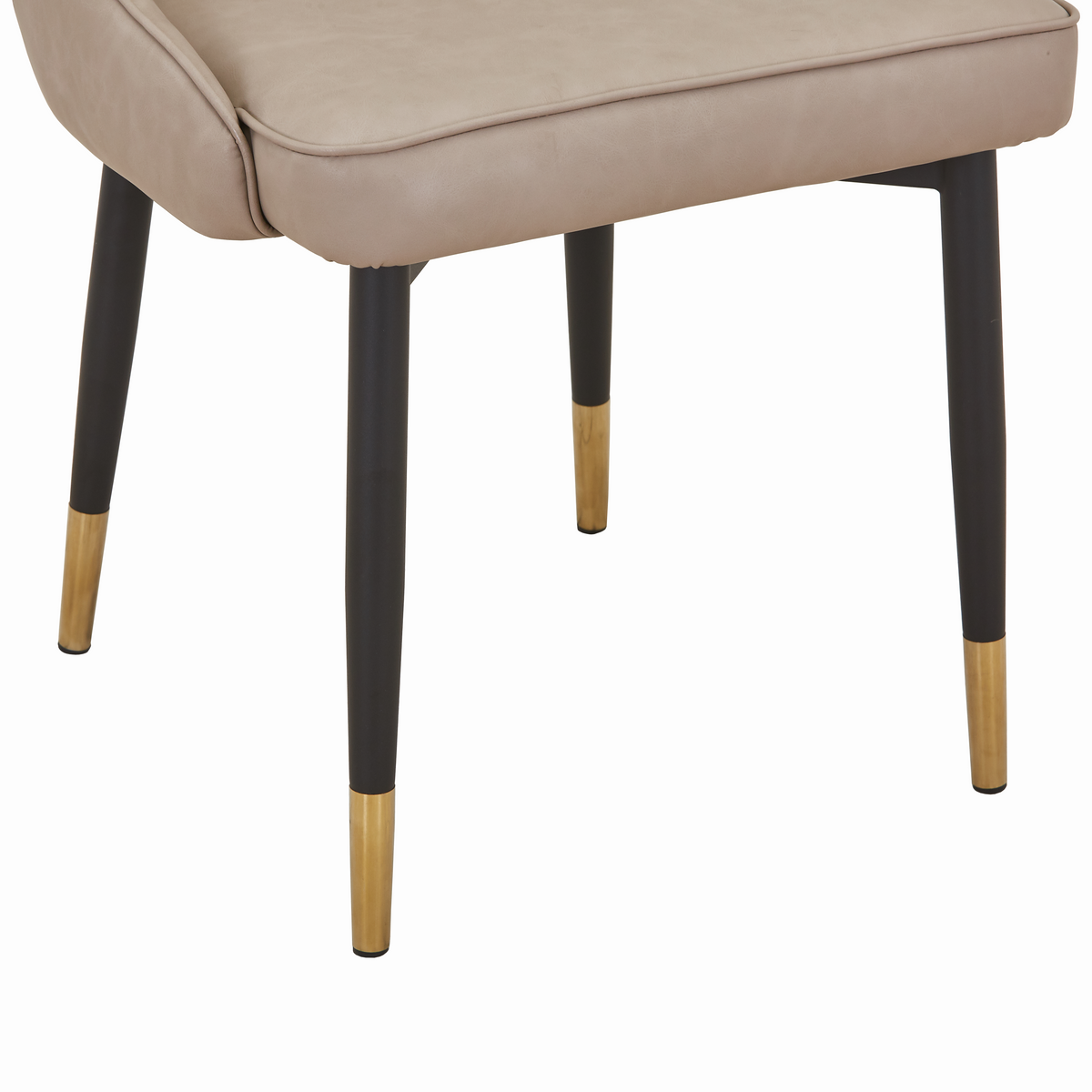 Allure Leather Dining Chairs in Steel Legs with Gold Accent Tips