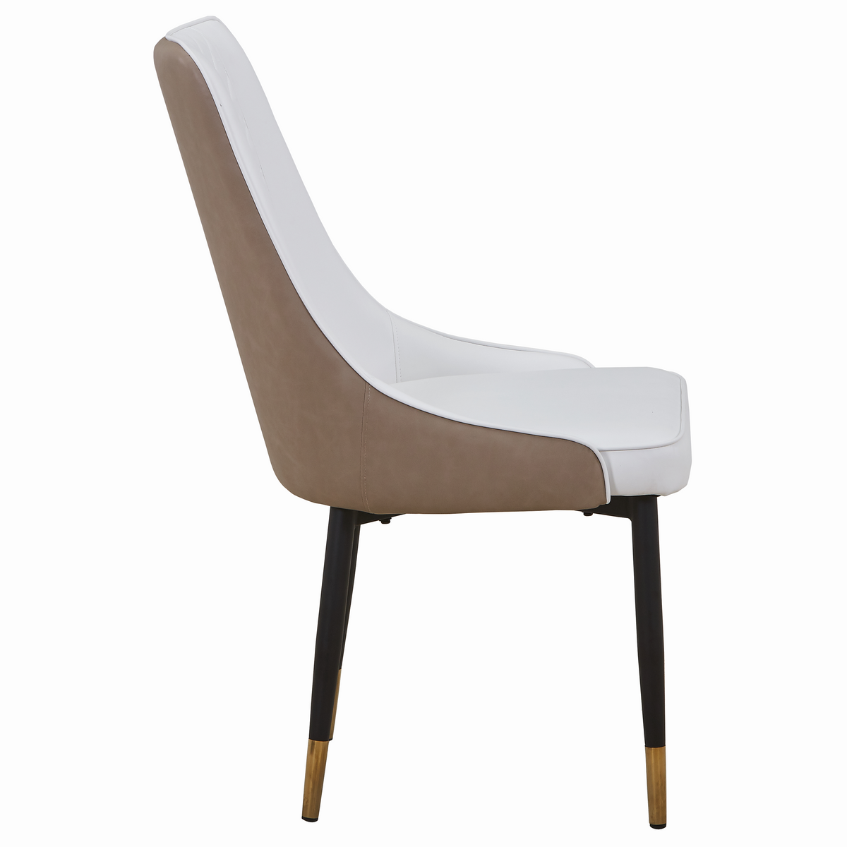 Allure Leather Dining Chairs in Steel Legs with Gold Accent Tips