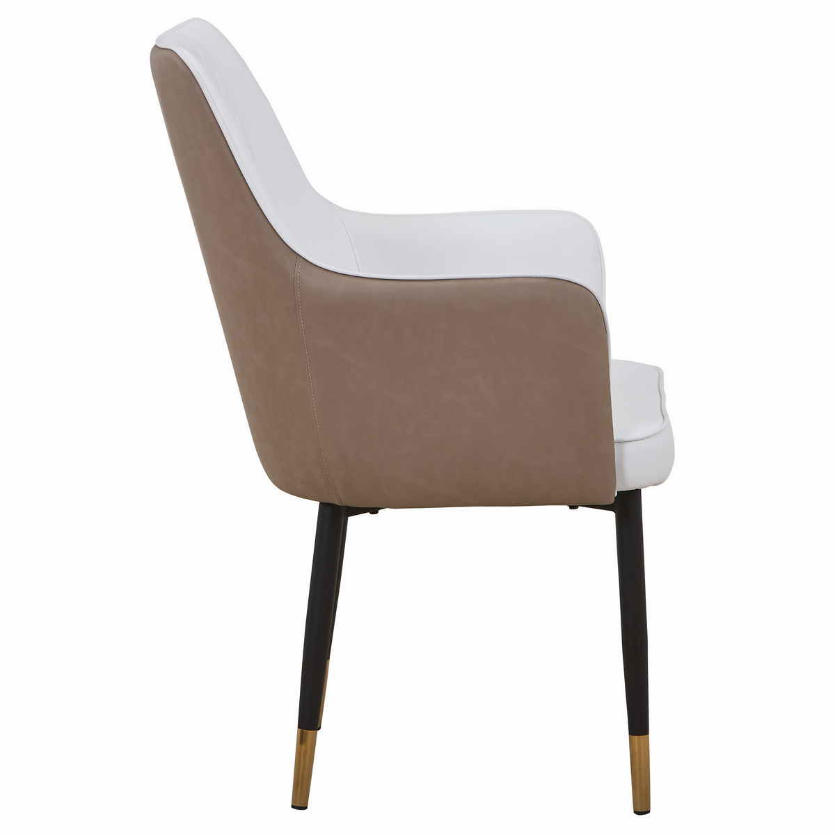 Allure Leather Dining Chairs in Steel Legs with Gold Accent Tips