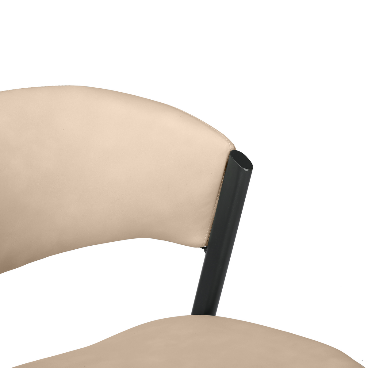 Aspen Dining Chairs Upholstered in Leather with Black Metal Legs