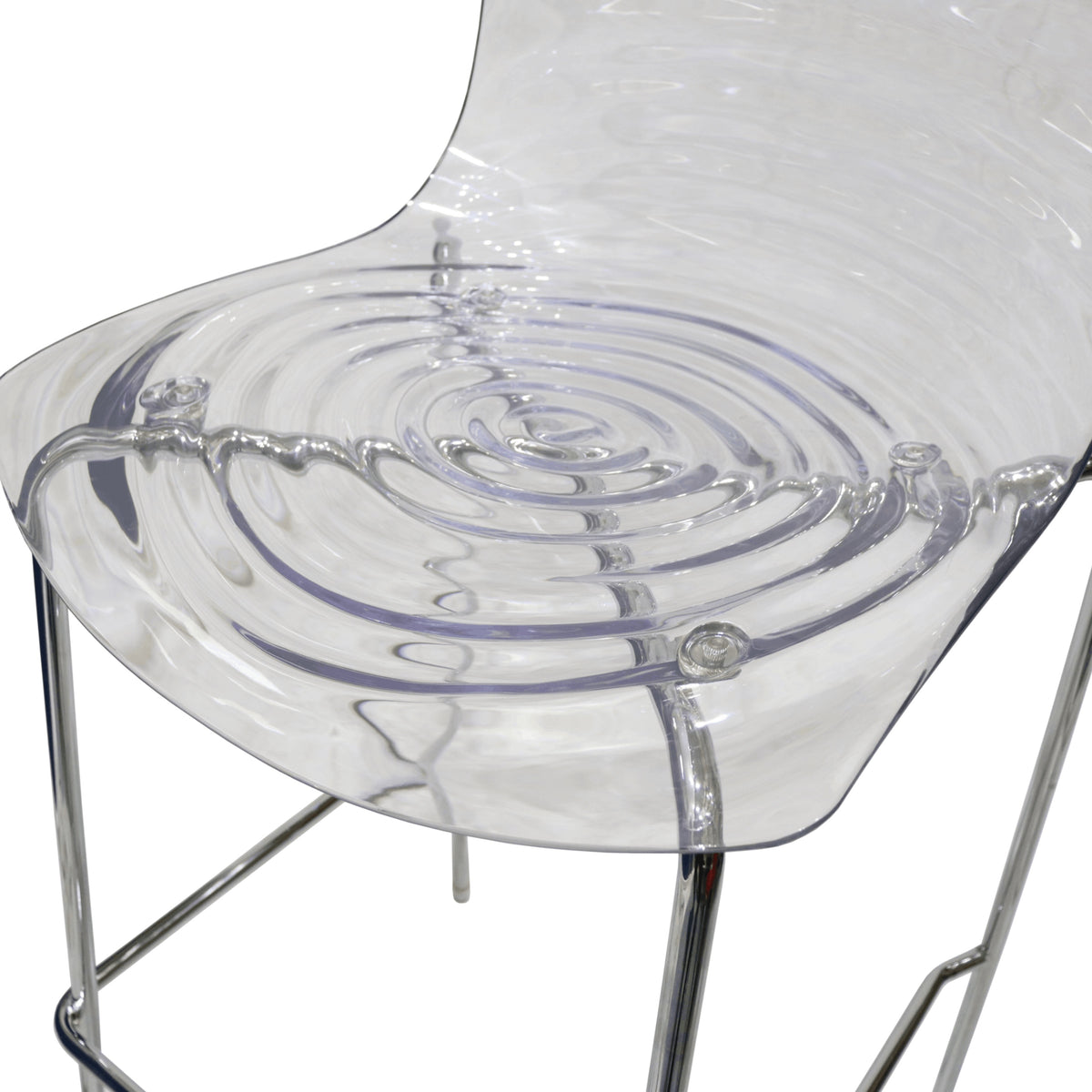 Astor Plastic Bar Stool – Chrome Steel Base with Ripple Swirl Seat Design and Footrest