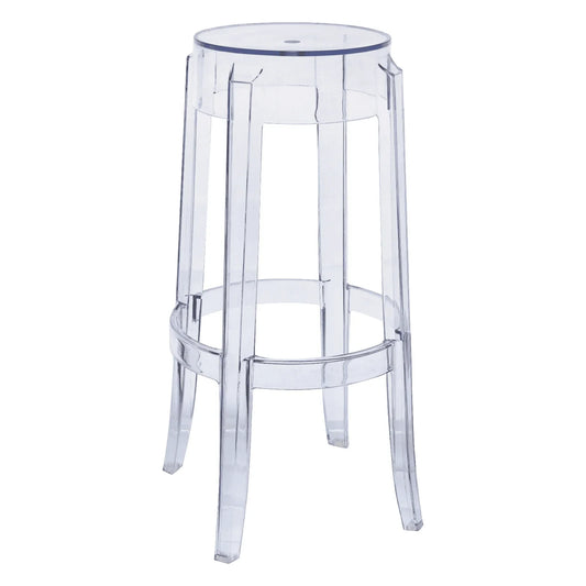 Averill Mid Century Modern Plastic Barstool with Clear Acrylic Seat and Legs for Kitchen and Dining Room - Elax Furniture