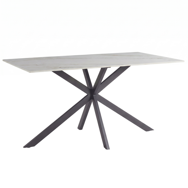 Apex 48 in. Rectangular Dining Table with Sintered Stone Tabletop in Black Steel Base