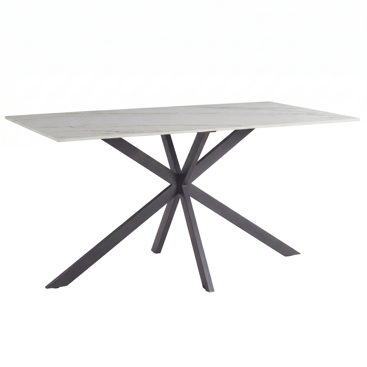 Apex 48 in. Rectangular Dining Table with Sintered Stone Tabletop in Black Steel Base